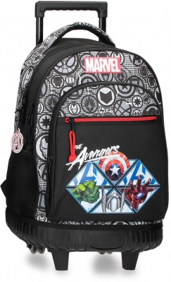 Ghiozdan troler baieti, Marvel Avengers Heroes, 2 compartimente, negru